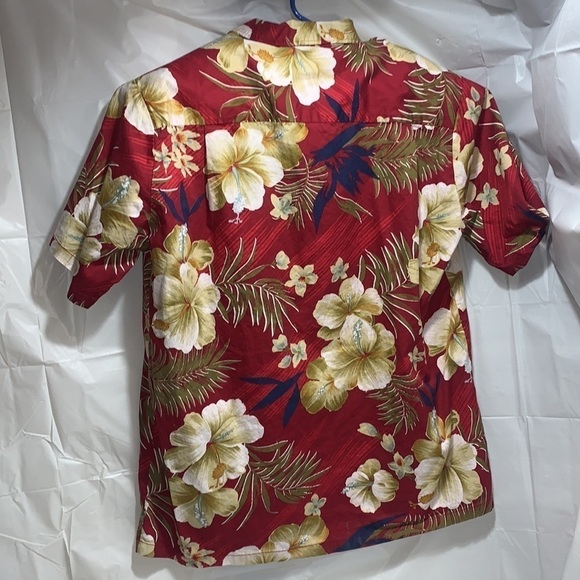 Ali’i Fashions Hawaii Men’s Short Sleeve Button Down Shirt Red W/ Floral Size L - Picture 3 of 4
